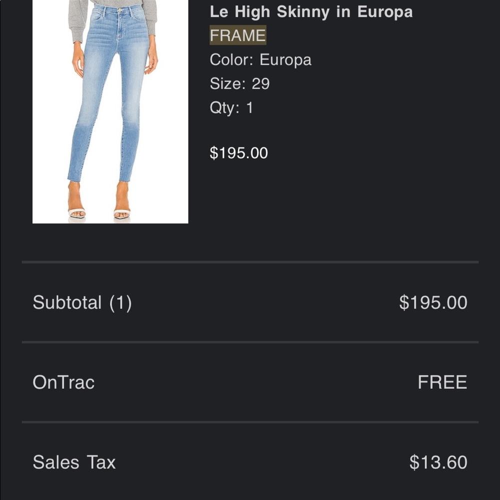 NWOT Frame Le skinny high Europe - Picture 4 of 8
